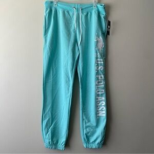 U.S. Polo Assn. NWT Teal Aqua Y2K Women's Joggers with Drawstring and Pockets